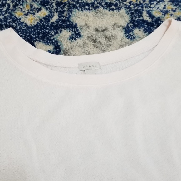 Hinge High Low Slit Sweatshirt Blush Ivory S - Picture 3 of 5